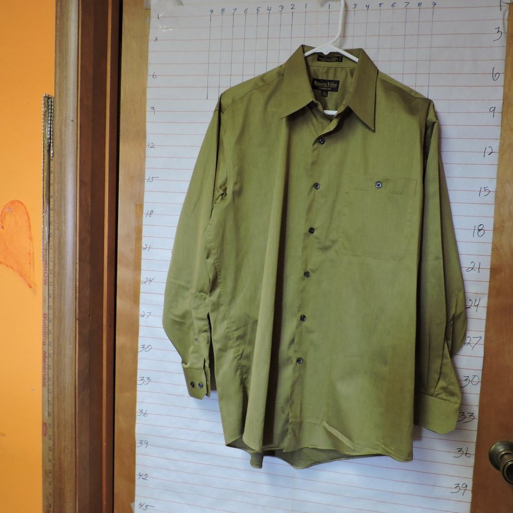 ROBERTO VILLIN -I men's dress shirt 16 NECK 32/33 green  NWOT